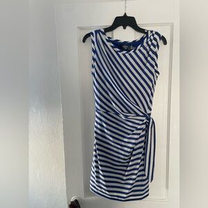 Guess Blue and White Striped Midi Dress